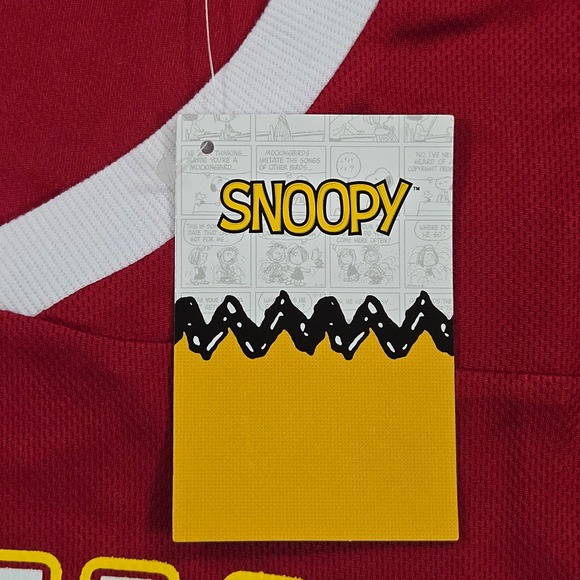 Peanuts Charlie Brown Football Jersey Style Shirt Red White Size Large NWT - Picture 5 of 12